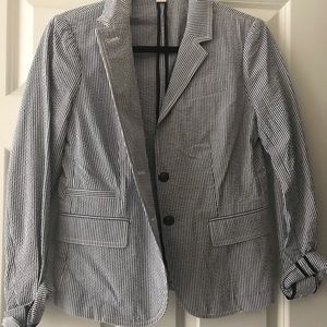 J. Crew Seersucker Navy Blazer